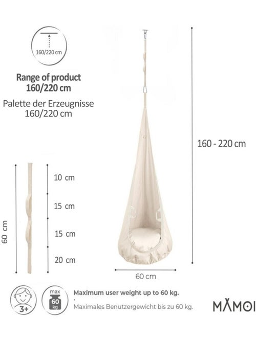 Chaise suspendue sensorielle MAMOI – Cocoon en coton éco & kit de suspension - Kiabi