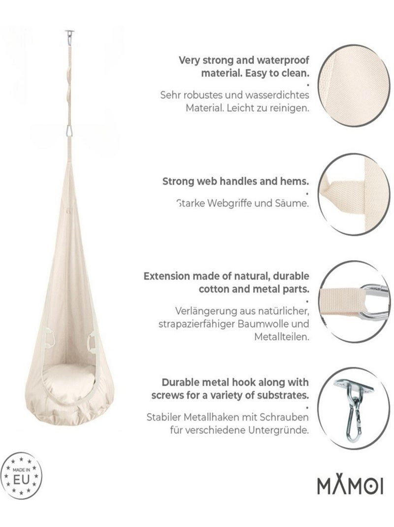 Chaise suspendue sensorielle MAMOI – Cocoon en coton éco & kit de suspension Beige - Kiabi
