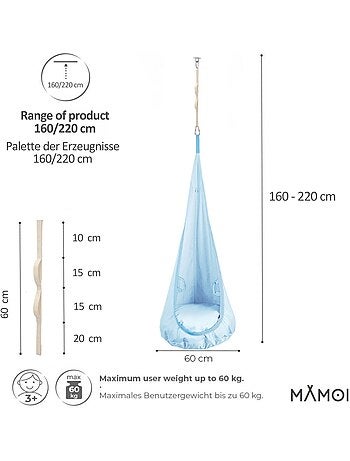 Chaise suspendue sensorielle MAMOI – Cocoon en coton éco & kit de suspension