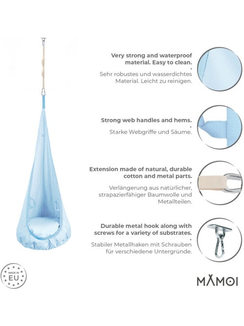 Chaise suspendue sensorielle mamoi cocoon en coton éco & kit de suspension - Kiabi Chaise suspendue sensorielle mamoi cocoon en coton éco & kit de suspension - Kiabi