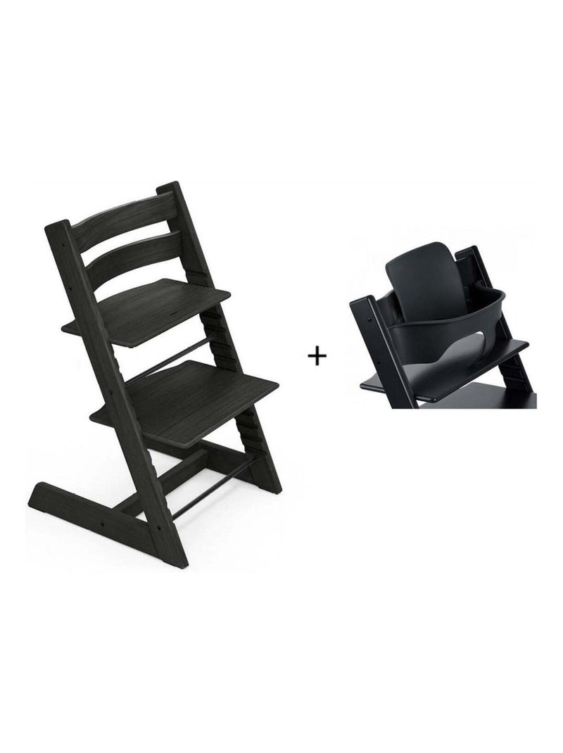 Chaise Tripp Trapp Chêne noir avec Baby Set Noir - Kiabi