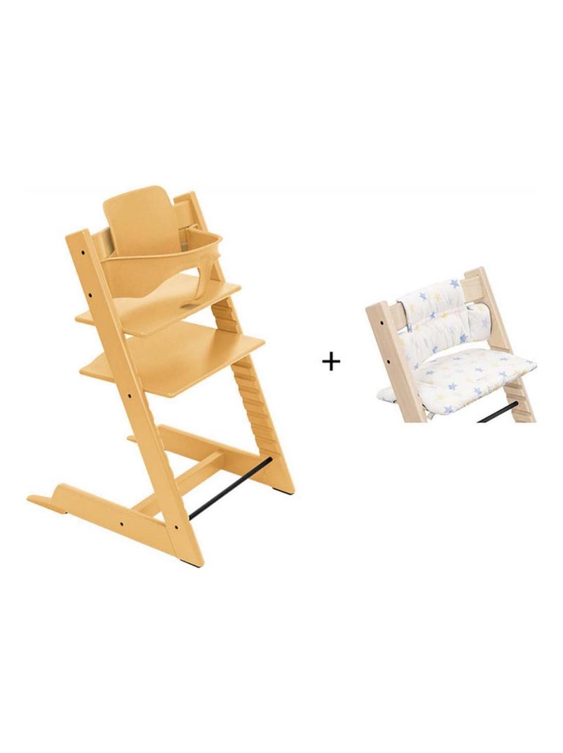 Chaise Tripp Trapp jaune, coussin Etoile multicolor et babyset Jaune - Kiabi