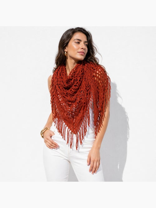 Châle Camélia Terracotta – Élégance Bohème à Franges - Kiabi