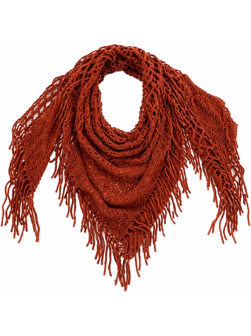 Châle Camélia Terracotta – Élégance Bohème à Franges - Kiabi