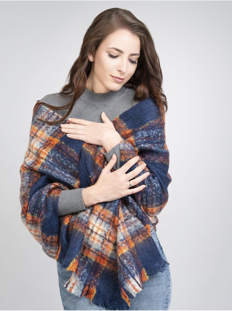 Châle Mohair Scott - Fabriqué en France Bleu marine - Kiabi