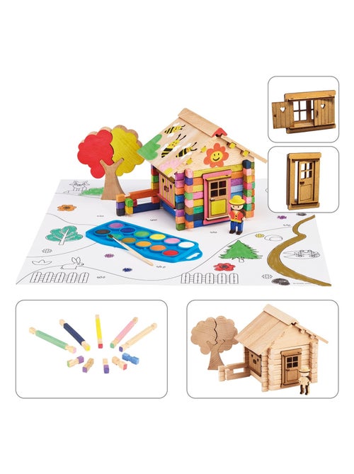 Chalet en bois à peindre 85 pcs - Kiabi