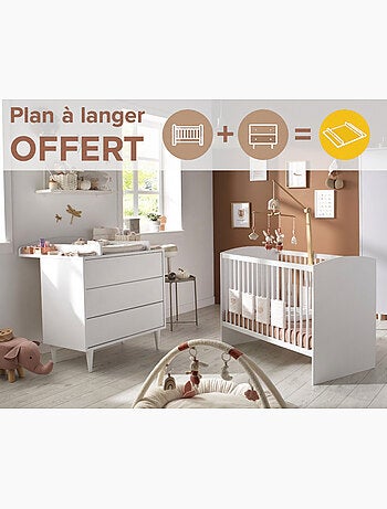 Chambre bébé 2 pièces, Lit 120x60 et Commode à langer - SAUTHON