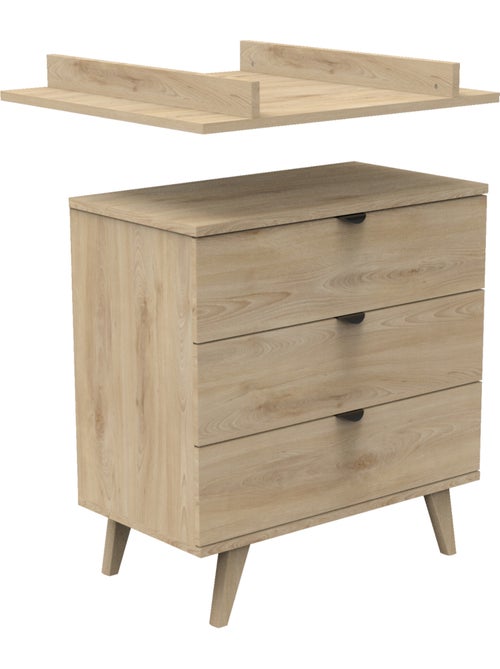 Chambre bébé 2 pièces Mia, Lit bébé 60x120 et Commode à langer 3 tiroirs - SAUTHON - Kiabi