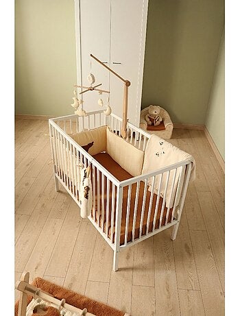 Chambre bébé 3 pièces Angèle, Lit bébé 120x60 à barreaux, Commode à langer, armoire 2 portes - SAUTH