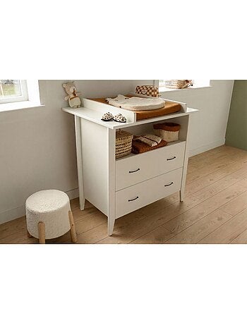 Chambre bébé 3 pièces Angèle, Lit bébé 120x60 à barreaux, Commode à langer, armoire 2 portes - SAUTH