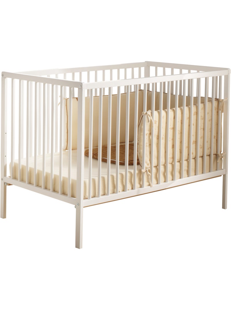 Chambre bébé 3 pièces Angèle, Lit bébé 120x60 à barreaux, Commode à langer, armoire 2 portes - SAUTH Blanc - Kiabi