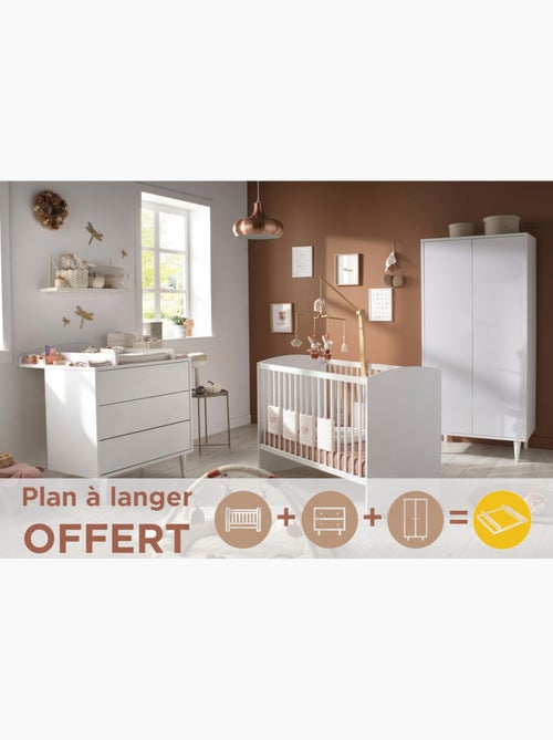 Chambre bébé 3 pièces, Lit bébé 120x60, Commode à langer et armoire 2 portes - SAUTHON - Kiabi Chambre bébé 3 pièces, Lit bébé 120x60, Commode à langer et armoire 2 portes - SAUTHON - Kiabi