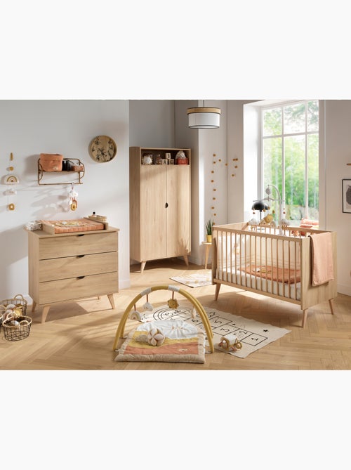 Chambre bébé 3 pièces Mia, Lit bébé 120x60, Commode à langer, armoire 2 portes et 1 niche - SAUTHON - Kiabi