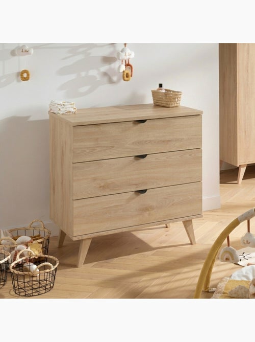 Chambre bébé 3 pièces Mia, Lit bébé 120x60, Commode à langer, armoire 2 portes et 1 niche - SAUTHON - Kiabi
