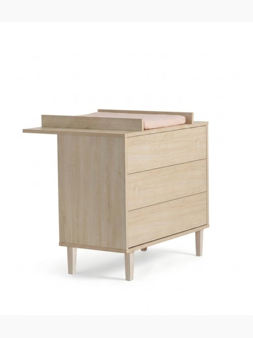 Chambre bébé 3 pièces Opaline, Lit bébé 120x60, Commode à langer 3 tiroirs , Armoire 3 portes et 1 n - Kiabi