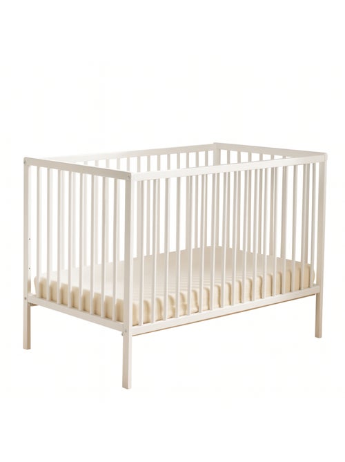 Chambre bébé complète Basic, Lit 120x60 tout barreaux, Commode à langer 3 tiroirs et Armoire 2 porte - Kiabi