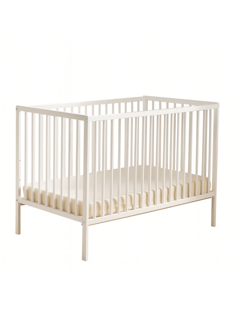 Chambre bébé complète Basic, Lit 120x60 tout barreaux, Commode à langer 3 tiroirs et Armoire 2 porte Blanc - Kiabi