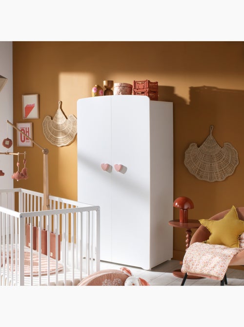 Chambre bébé complète Basic, Lit 120x60 tout barreaux, Commode à langer 3 tiroirs et Armoire 2 porte - Kiabi