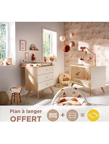 Chambre bébé complète , Lit 120x60 et Commode à langer - SAUTHON