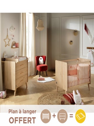 Chambre bébé complète, Lit bébé et Commode à langer -