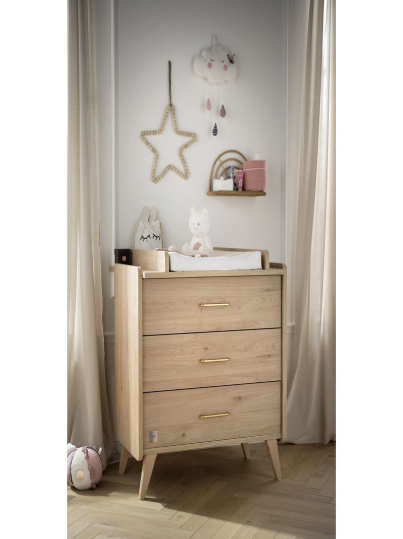 Chambre bébé complète, Lit bébé et Commode à langer - SAUTHON Marron - Kiabi