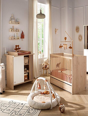 Chambre bébé complète, Lit bébé et Commode à langer avec claustra -