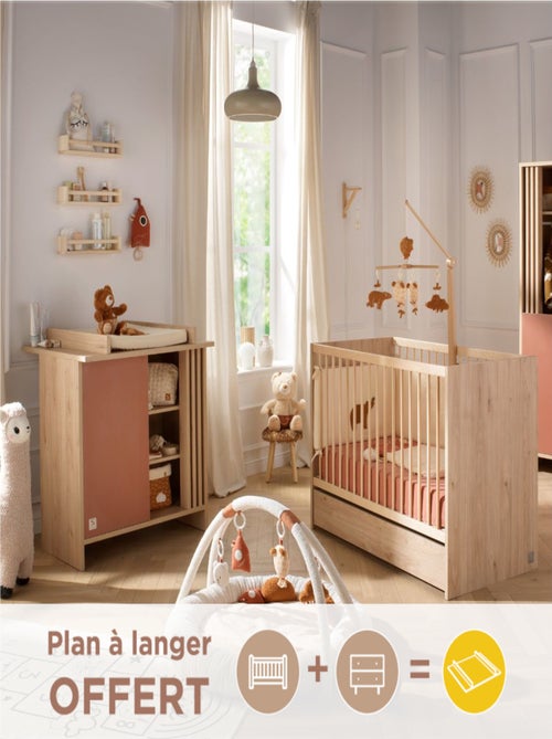 Chambre bébé complète, Lit bébé et Commode à langer avec claustra - - Kiabi