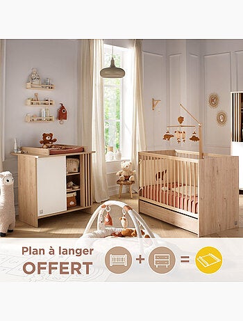Chambre bébé complète, Lit bébé et Commode à langer avec claustra - SAUTHON
