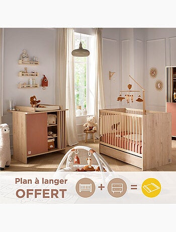 Chambre bébé complète, Lit bébé et Commode à langer avec claustra - SAUTHON