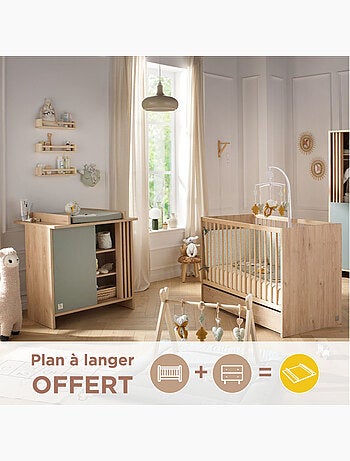 Chambre bébé complète, Lit bébé et Commode à langer avec claustra - SAUTHON