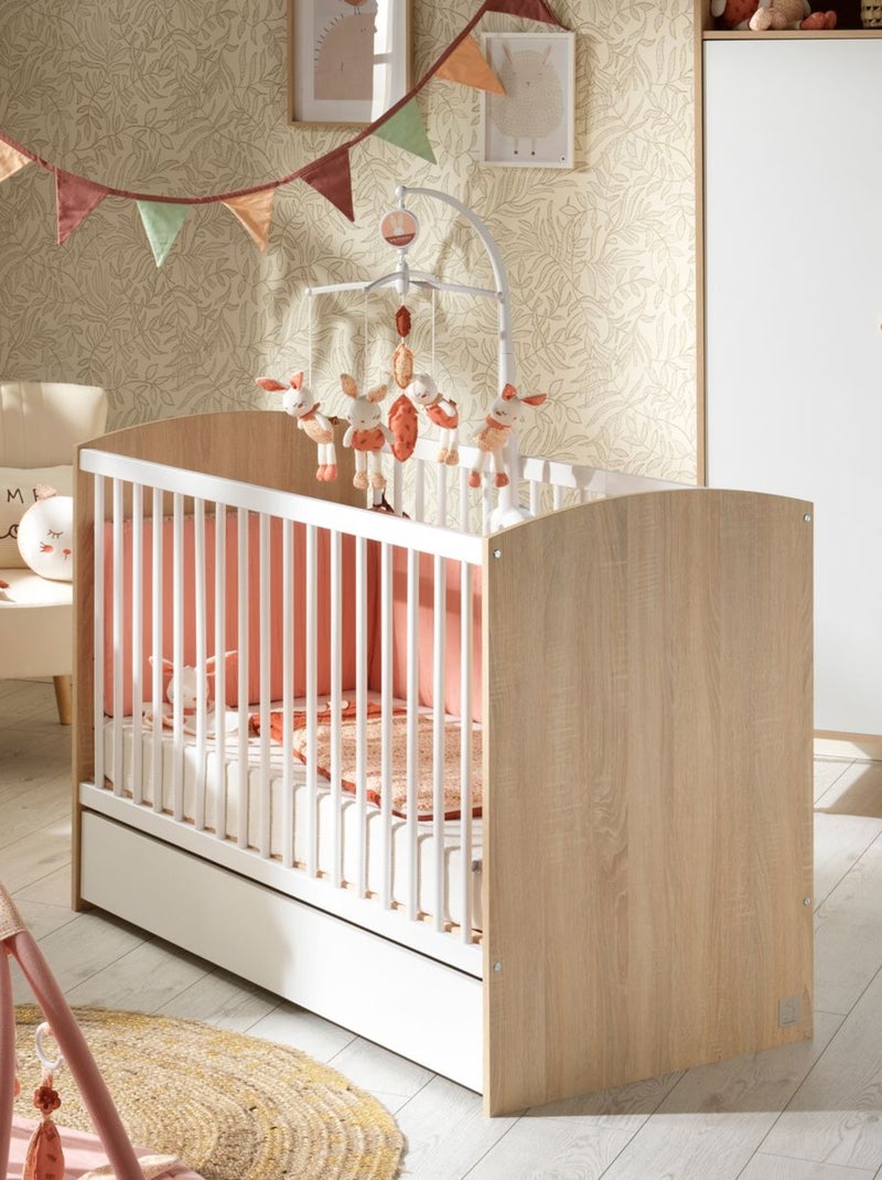 Chambre bébé complète, Lit et Commode à langer - SAUTHON Blanc Marron - Kiabi