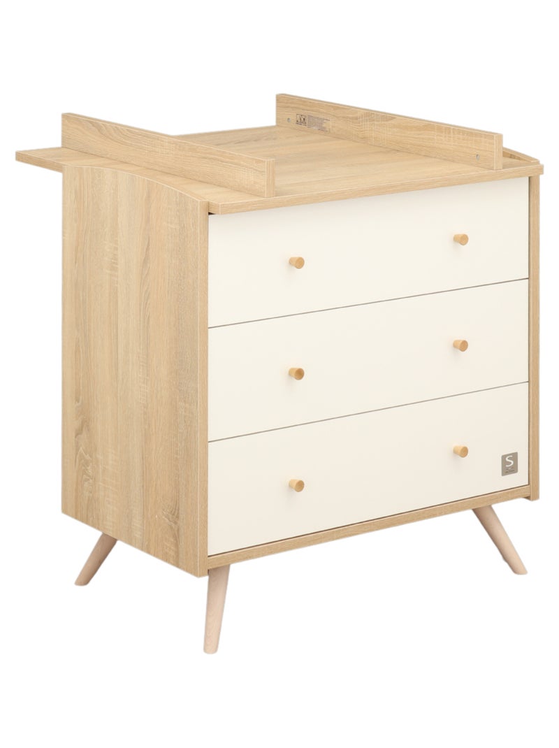 Chambre bébé complète, Lit et Commode à langer - SAUTHON Blanc Marron - Kiabi