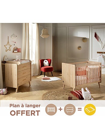 Chambre bébé complète, Lit et Commode à langer - SAUTHON