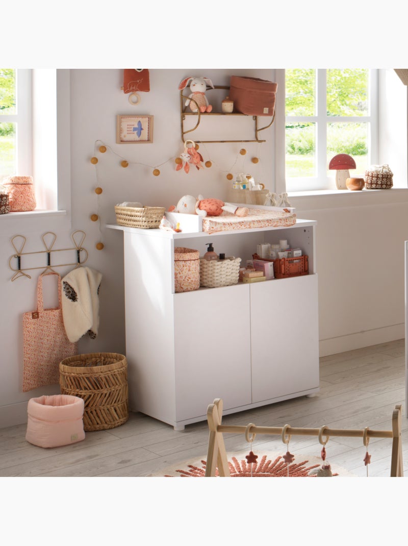 Chambre bébé duo: Lit 120x60 et commode à langer 2 portes - BABYPRICE Blanc - Kiabi