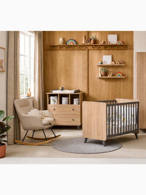 Chambre bébé duo: Lit bébé 60x120 et commode à langer 2 tiroirs décor bois chêne - SAUTHON - Kiabi