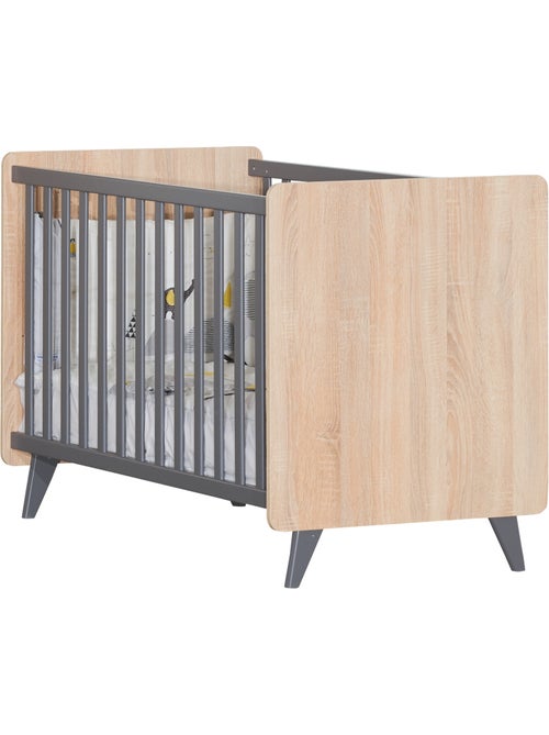 Chambre bébé duo: Lit bébé 60x120 et commode à langer 2 tiroirs décor bois chêne - SAUTHON - Kiabi