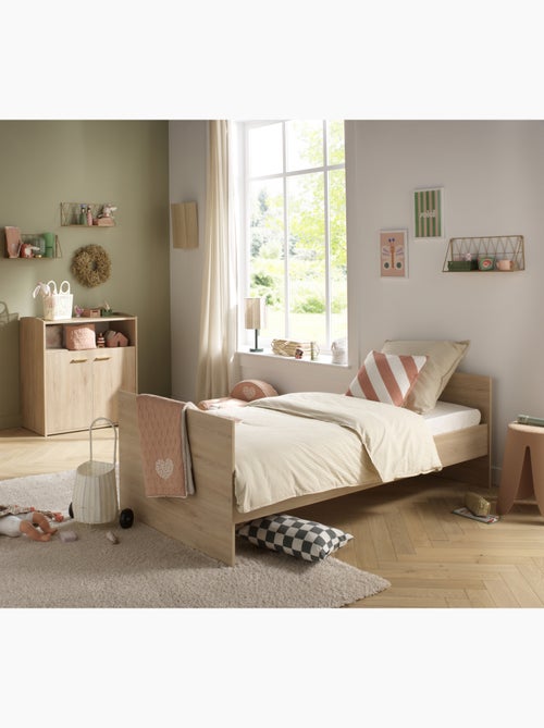 Chambre bébé duo: Lit bébé 60x120 évolutif et commode à langer 2 portes décor bois hêtre - SAUTHON - Kiabi