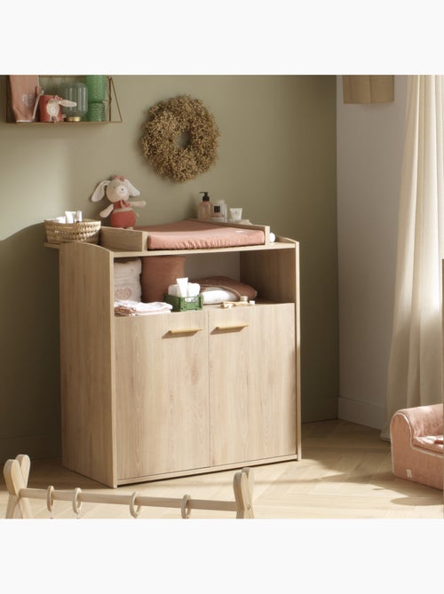 Chambre bébé duo: Lit bébé 60x120 évolutif et commode à langer 2 portes décor bois hêtre - SAUTHON - Kiabi