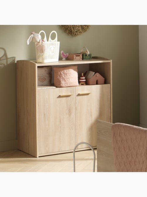 Chambre bébé duo: Lit bébé 60x120 évolutif et commode à langer 2 portes décor bois hêtre - SAUTHON - Kiabi