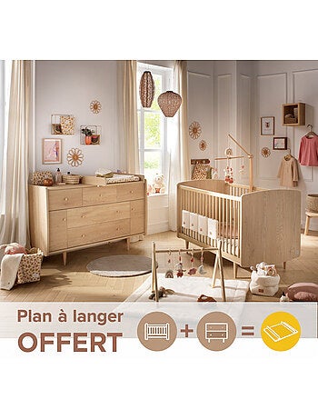 Chambre bébé évolutive, Lit 140x70 évolutif et Commode à langer - SAUTHON