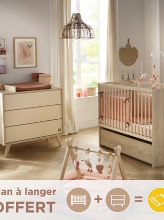 Chambre bébé, Lit 120x60 évolutif et Commode à langer 3 tiroirs -