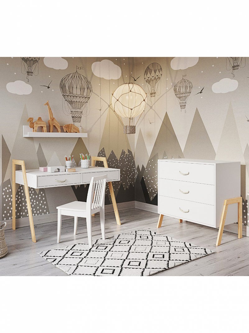 Chambre bébé : Lit bébé et Commode à langer évolutifs - LIV Blanc Beige - Kiabi