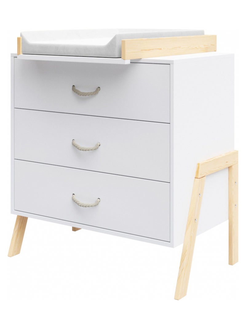 Chambre bébé : Lit bébé et Commode à langer évolutifs - LIV Blanc Beige - Kiabi