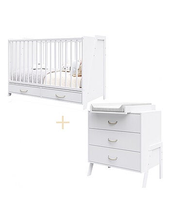 Chambre bébé : Lit bébé et Commode à langer évolutifs - LIV