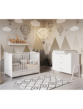 Chambre bébé : Lit bébé et Commode à langer évolutifs - LIV