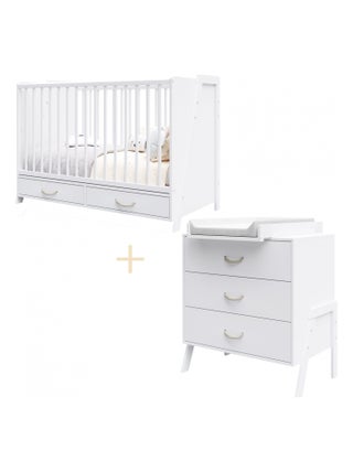 Chambre bébé : Lit bébé et Commode à langer évolutifs - LIV