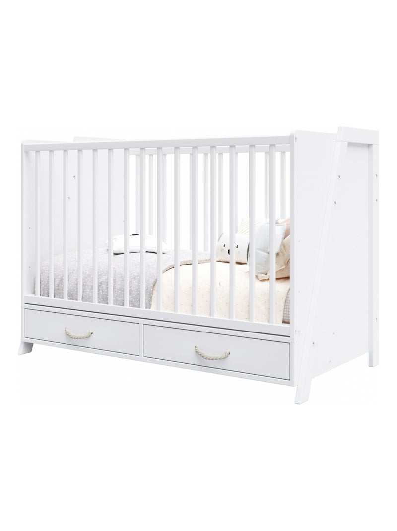 Chambre bébé : Lit bébé et Commode à langer évolutifs - LIV Blanc - Kiabi