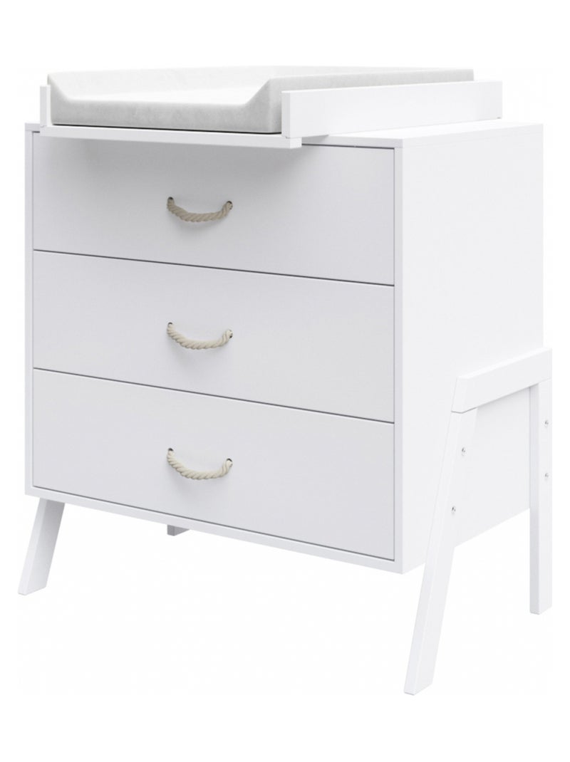 Chambre bébé : Lit bébé et Commode à langer évolutifs - LIV Blanc - Kiabi