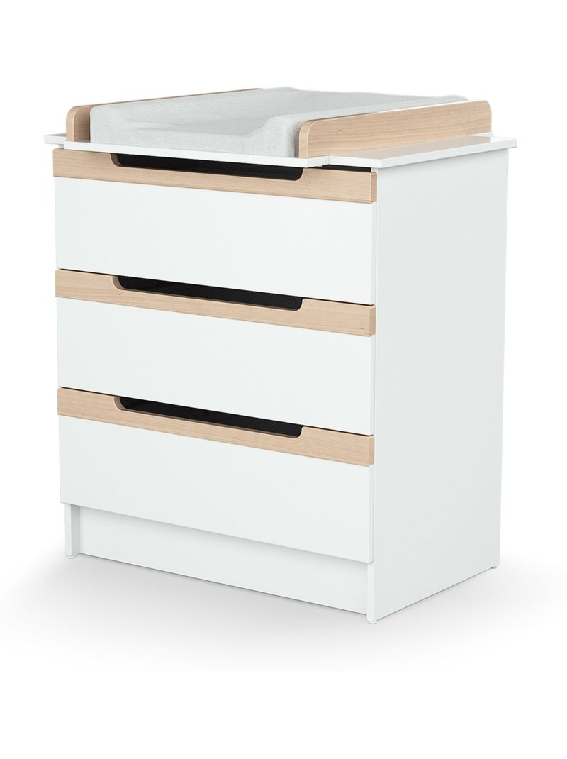 Chambre bébé lit, commode à langer et armoire en bois carrousel Beige/Blanc - Kiabi