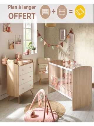 Chambre bébé, Lit évolutif et Commode à langer -